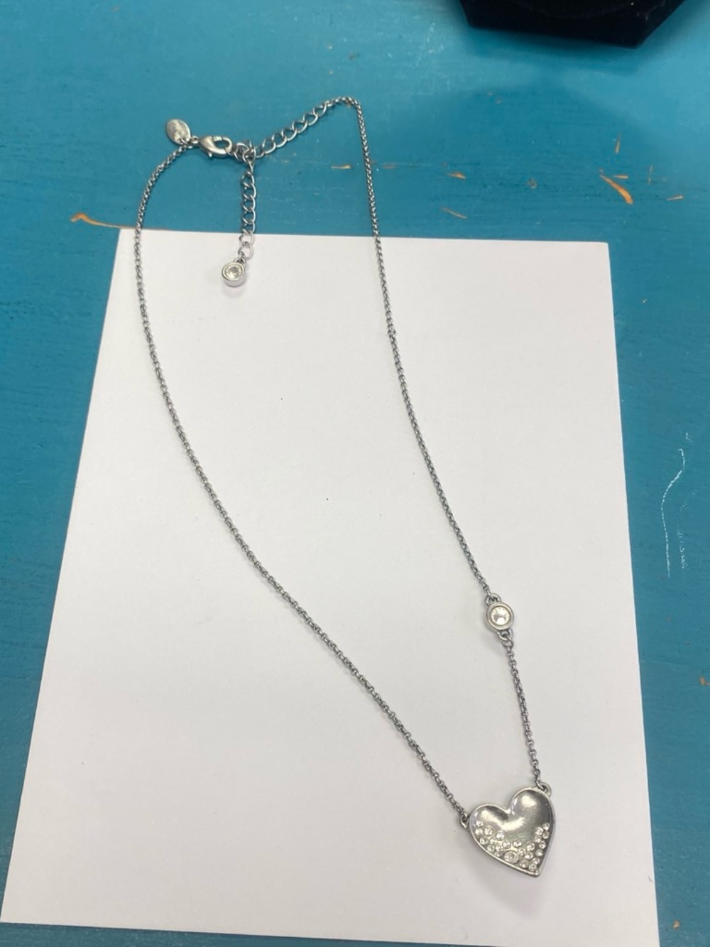 Lia Sophia Silver tone Heart Pendant Necklace - Sparkling Heart Accent